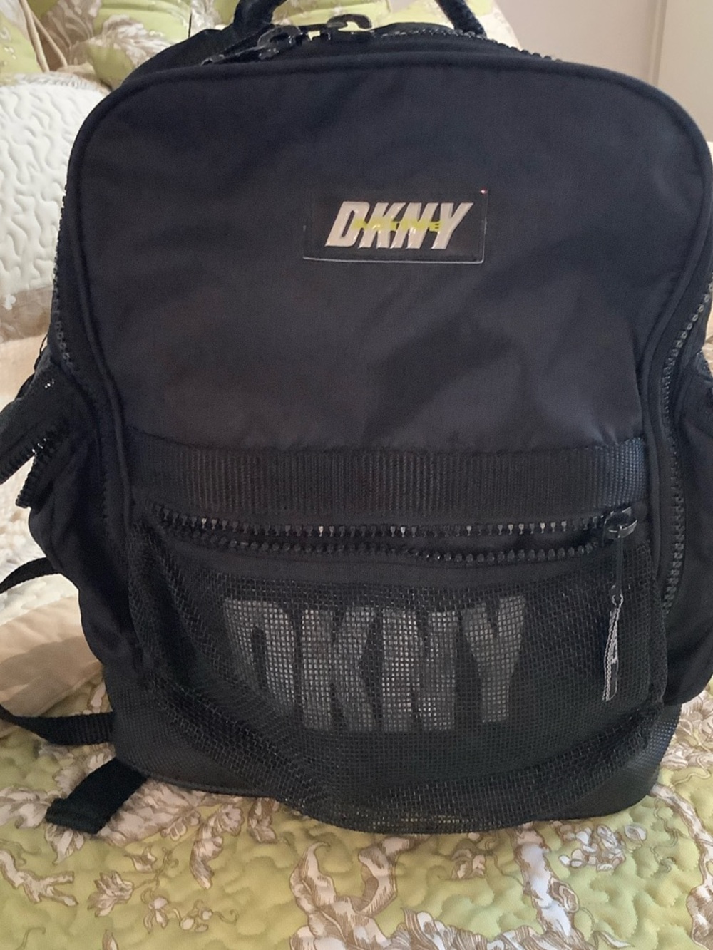 DKNY Active Black Ladies Backpack with Mesh Front Pocket